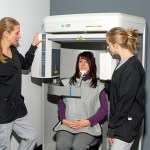 Patient using the i-CAT 3D imaging machine